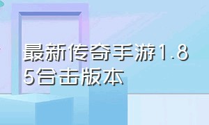 最新传奇手游1.85合击版本