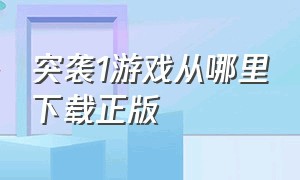 突袭1游戏从哪里下载正版