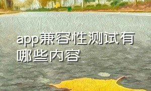 app兼容性测试有哪些内容