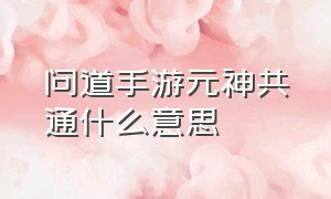 问道手游元神共通什么意思