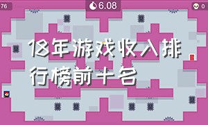 18年游戏收入排行榜前十名