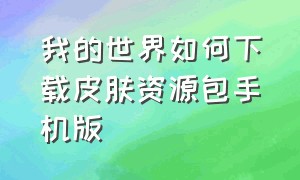 我的世界如何下载皮肤资源包手机版（我的世界怎么做皮肤手机版下载）