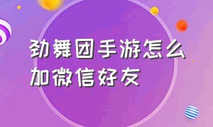 劲舞团手游怎么加微信好友（手游劲舞团怎么把私聊记录弄没）