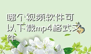 哪个视频软件可以下载mp4格式文件