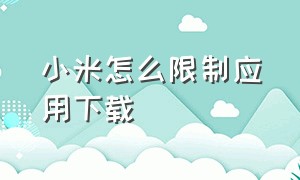 小米怎么限制应用下载