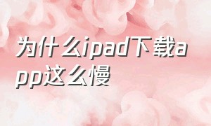 为什么ipad下载app这么慢