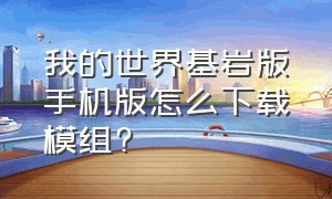 我的世界基岩版手机版怎么下载模组?