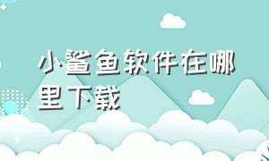 小鲨鱼软件在哪里下载