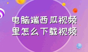 电脑端西瓜视频里怎么下载视频