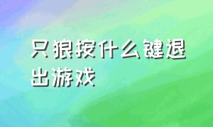 只狼按什么键退出游戏