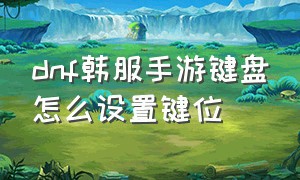 dnf韩服手游键盘怎么设置键位