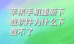 苹果手机重新下载软件为什么下载不了（为什么苹果手机下载不了一些软件）