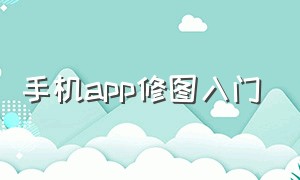 手机app修图入门（手机修图app十大排名）