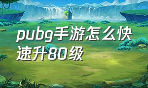 pubg手游怎么快速升80级（手游pubg大厅快速升级方法）