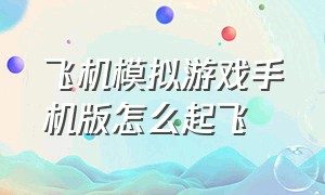 飞机模拟游戏手机版怎么起飞