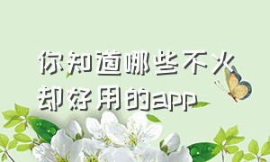 你知道哪些不火却好用的app