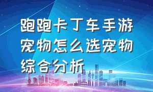 跑跑卡丁车手游宠物怎么选宠物综合分析