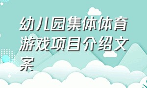 幼儿园集体体育游戏项目介绍文案