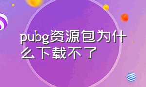 pubg资源包为什么下载不了