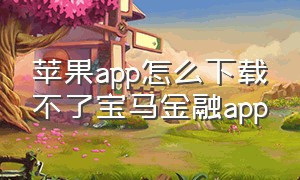 苹果app怎么下载不了宝马金融app