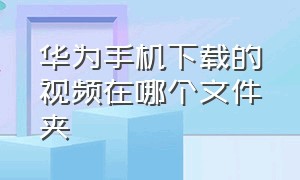 华为手机下载的视频在哪个文件夹（华为手机下载的视频到什么地方了）