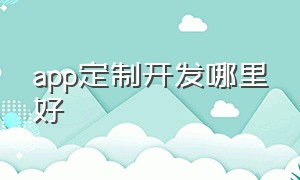 app定制开发哪里好