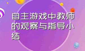 自主游戏中教师的观察与指导小结