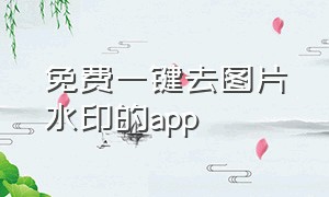 免费一键去图片水印的app