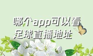 哪个app可以看足球直播地址