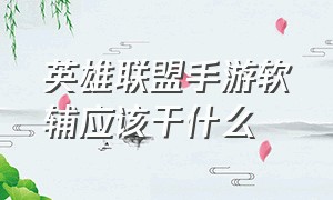 英雄联盟手游软辅应该干什么