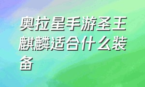 奥拉星手游圣王麒麟适合什么装备