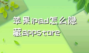 苹果ipad怎么隐藏appstore