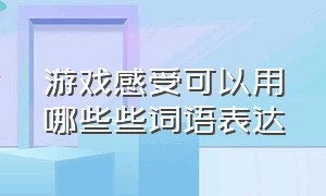 游戏感受可以用哪些些词语表达（游戏感受可以用哪些些词语表达呢）