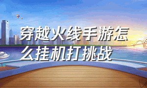 穿越火线手游怎么挂机打挑战