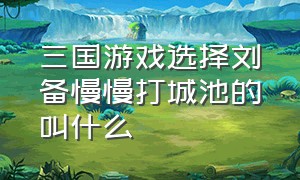 三国游戏选择刘备慢慢打城池的叫什么