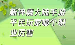 新神魔大陆手游平民玩家哪个职业厉害