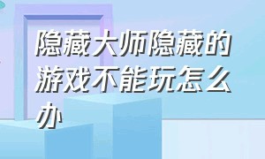 隐藏大师隐藏的游戏不能玩怎么办