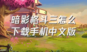 暗影格斗三怎么下载手机中文版