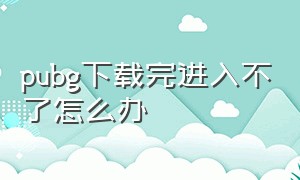 pubg下载完进入不了怎么办