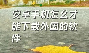 安卓手机怎么才能下载外国的软件