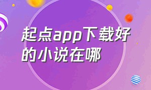 起点app下载好的小说在哪（起点app）