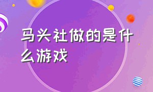 马头社做的是什么游戏（马头社是什么国家的游戏公司）