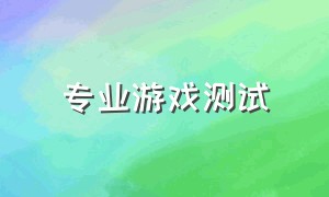 专业游戏测试