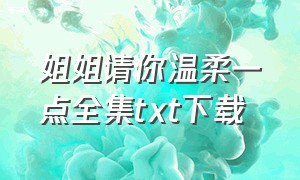 姐姐请你温柔一点全集txt下载