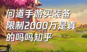 问道手游买装备限制2000万是真的吗吗知乎