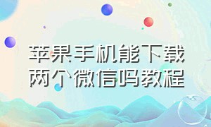 苹果手机能下载两个微信吗教程