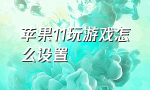 苹果11玩游戏怎么设置