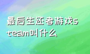 最后生还者游戏steam叫什么