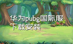 华为pubg国际服下载安装