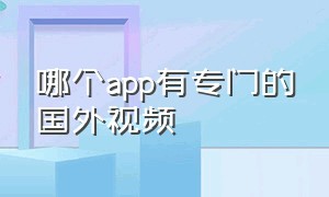 哪个app有专门的国外视频